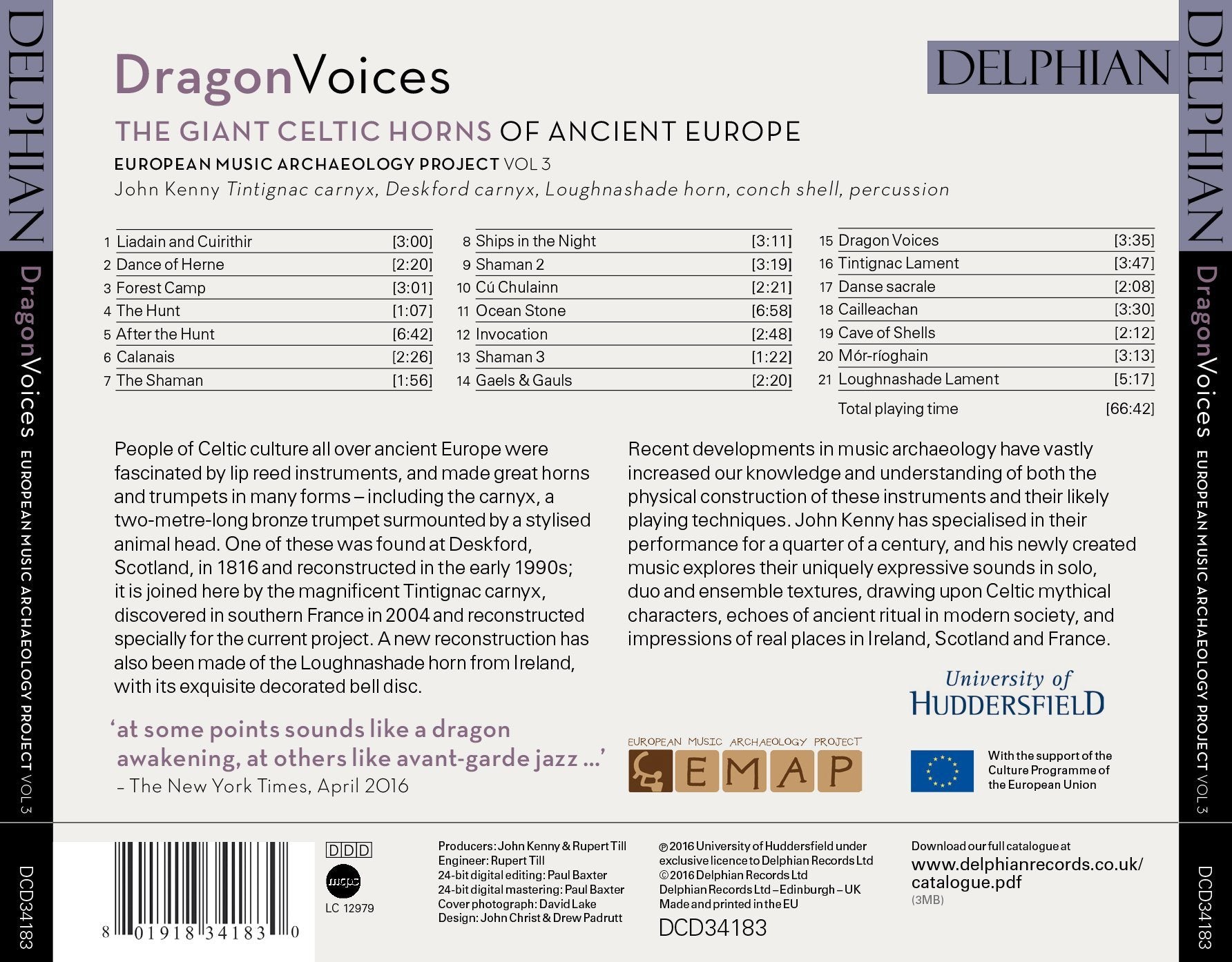 Dragon Voices: the giant Celtic horns of ancient Europe CD Delphian Records