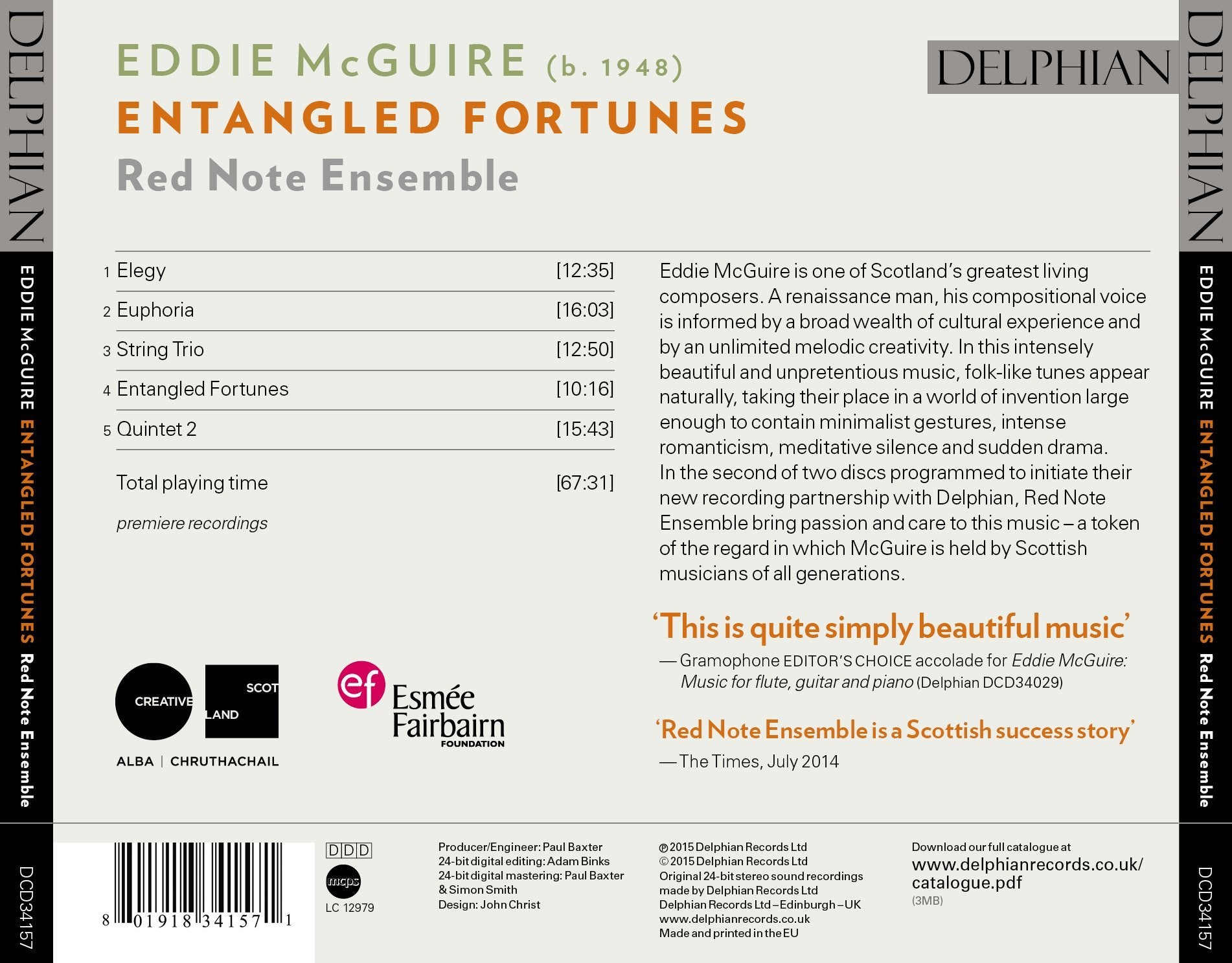 Eddie McGuire: Entangled Fortunes CD Delphian Records