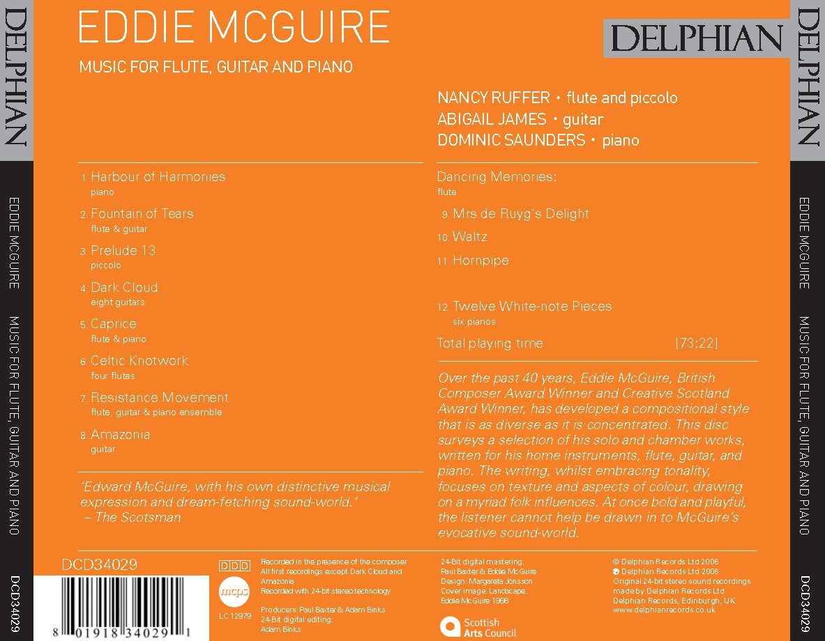 Eddie McGuire: Music for flute, guitar and piano CD Delphian Records
