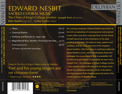 Edward Nesbit: Sacred Choral Music CD Delphian Records