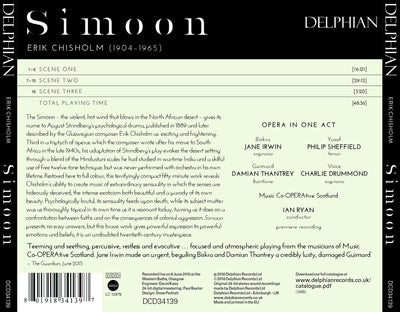 Erik Chisholm: Simoon CD Delphian Records