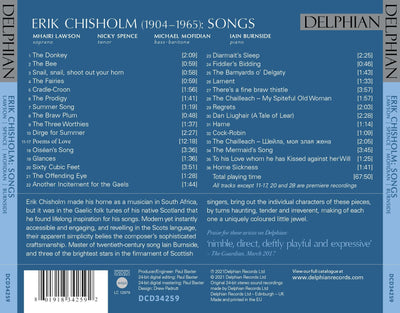 Erik Chisholm: Songs CD Delphian Records