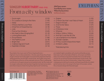 From a city window: songs by Hubert Parry CD Delphian Records