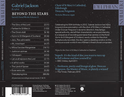 Gabriel Jackson: Beyond the Stars (Sacred Choral Works Vol II) CD Delphian Records