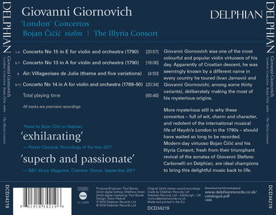 Giovanni Giornovich 'London Concertos' CD Delphian Records