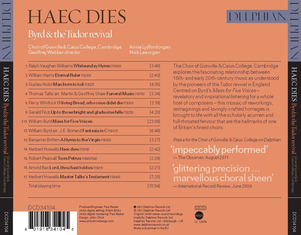 Haec Dies: Byrd and the Tudor Revival CD Delphian Records