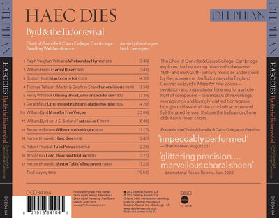 Haec Dies: Byrd and the Tudor Revival CD Delphian Records