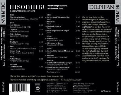 Insomnia: a nocturnal voyage in song CD Delphian Records
