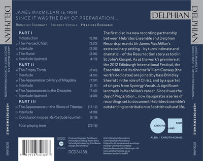 James MacMillan: Since it was the day of Preparation … CD Delphian Records