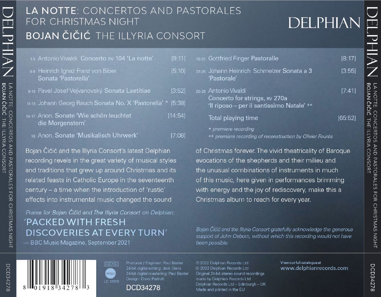 La Notte': Concertos & Pastorales for Christmas Night - Delphian