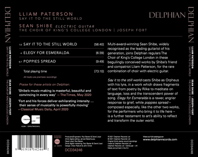 Lliam Paterson: Say it to the Still World CD Delphian Records