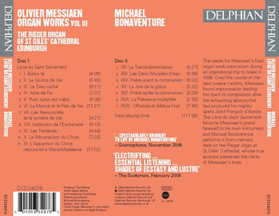 Messiaen: Organ Works Vol III CD Delphian Records