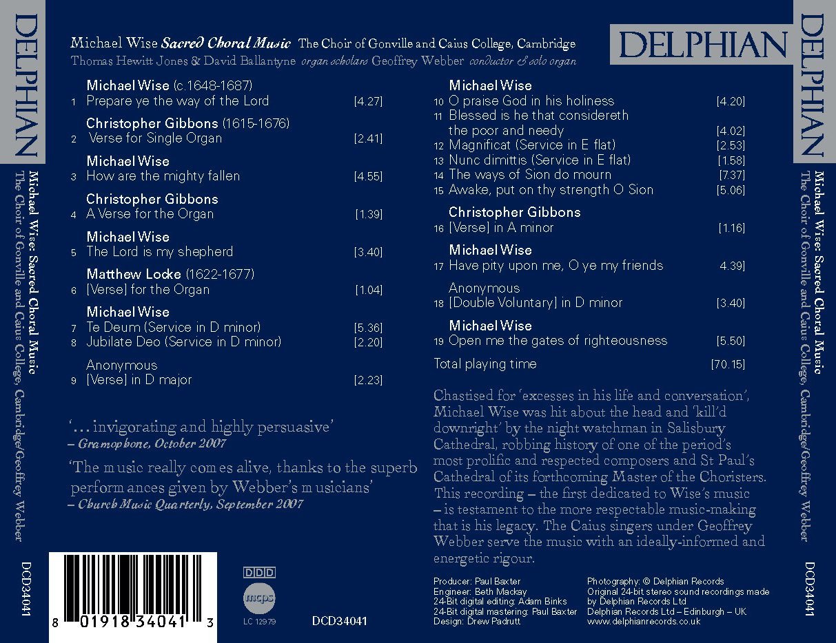 Michael Wise (c.1648–1687): Sacred Choral Music - Delphian