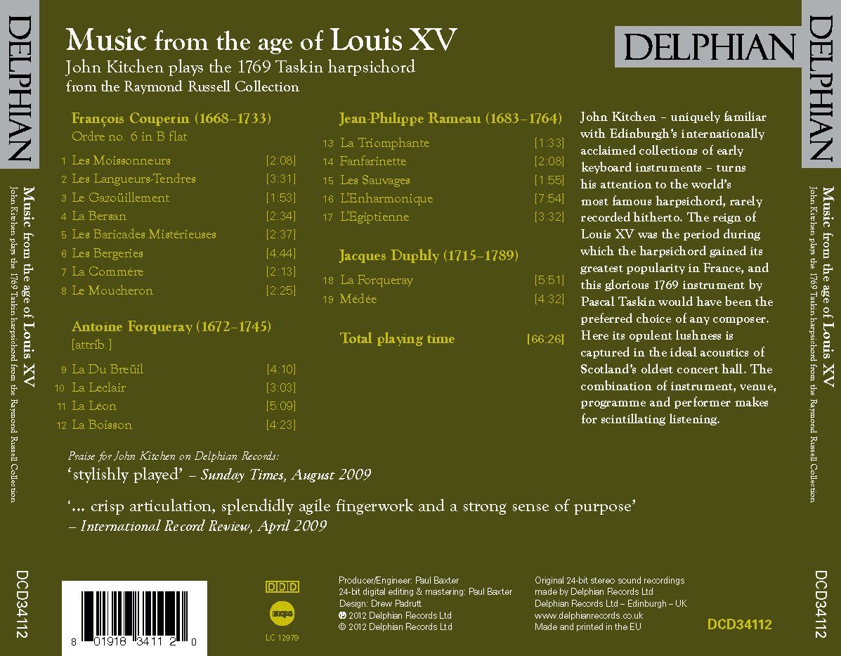 Music from the Age of Louis XV: the Taskin harpsichord CD Delphian Records