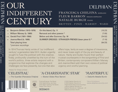 Our Indifferent Century: Britten | Finzi | Marsey | Ward CD Delphian Records