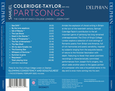 Samuel Coleridge-Taylor: Partsongs CD Delphian Records