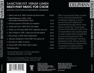 Sanctum est verum lumen: multi-part choral works CD Delphian Records