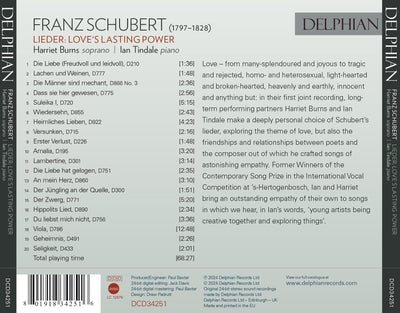 Schubert Lieder: Love’s Lasting Power CD Delphian Records