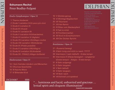 Schumann: Etudes symphoniques, Kreisleriana CD Delphian Records