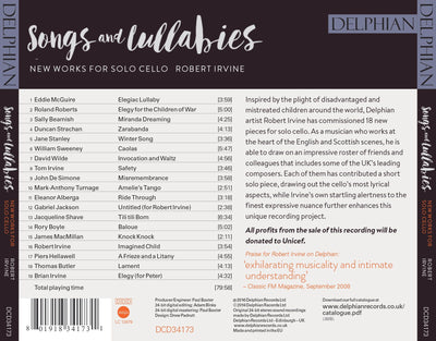 Songs and Lullabies: new works for solo cello CD Delphian Records