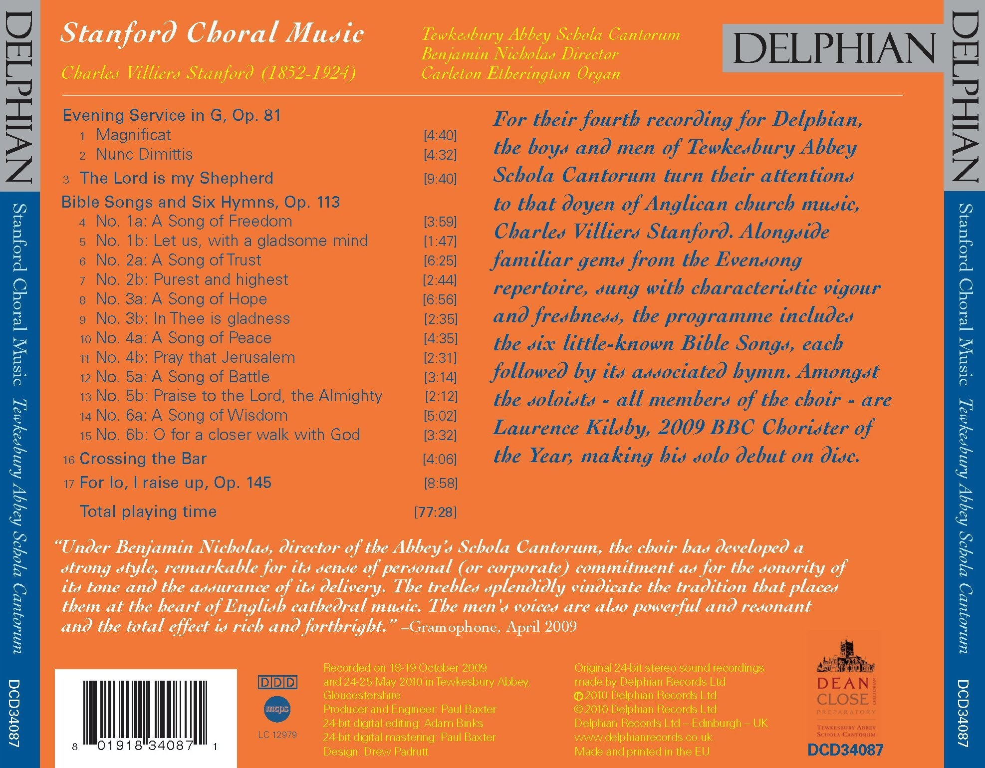 Stanford: Choral Music CD Delphian Records