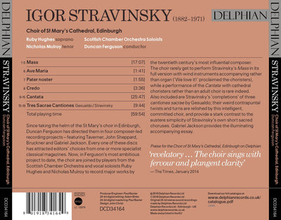 Stravinsky: Choral Works CD Delphian Records