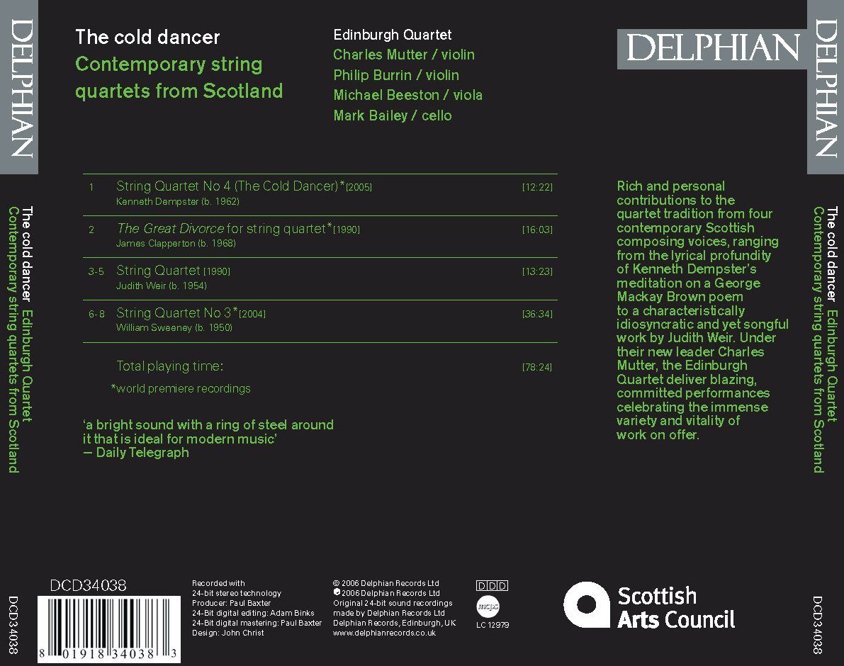 The Cold Dancer: contemporary string quartets from Scotland CD Delphian Records
