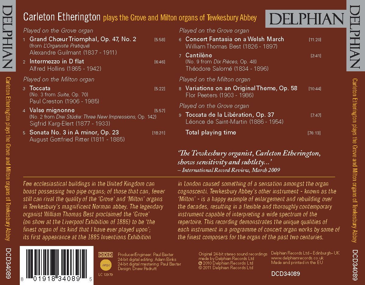 The Grove & Milton Organs of Tewkesbury Abbey CD Delphian Records