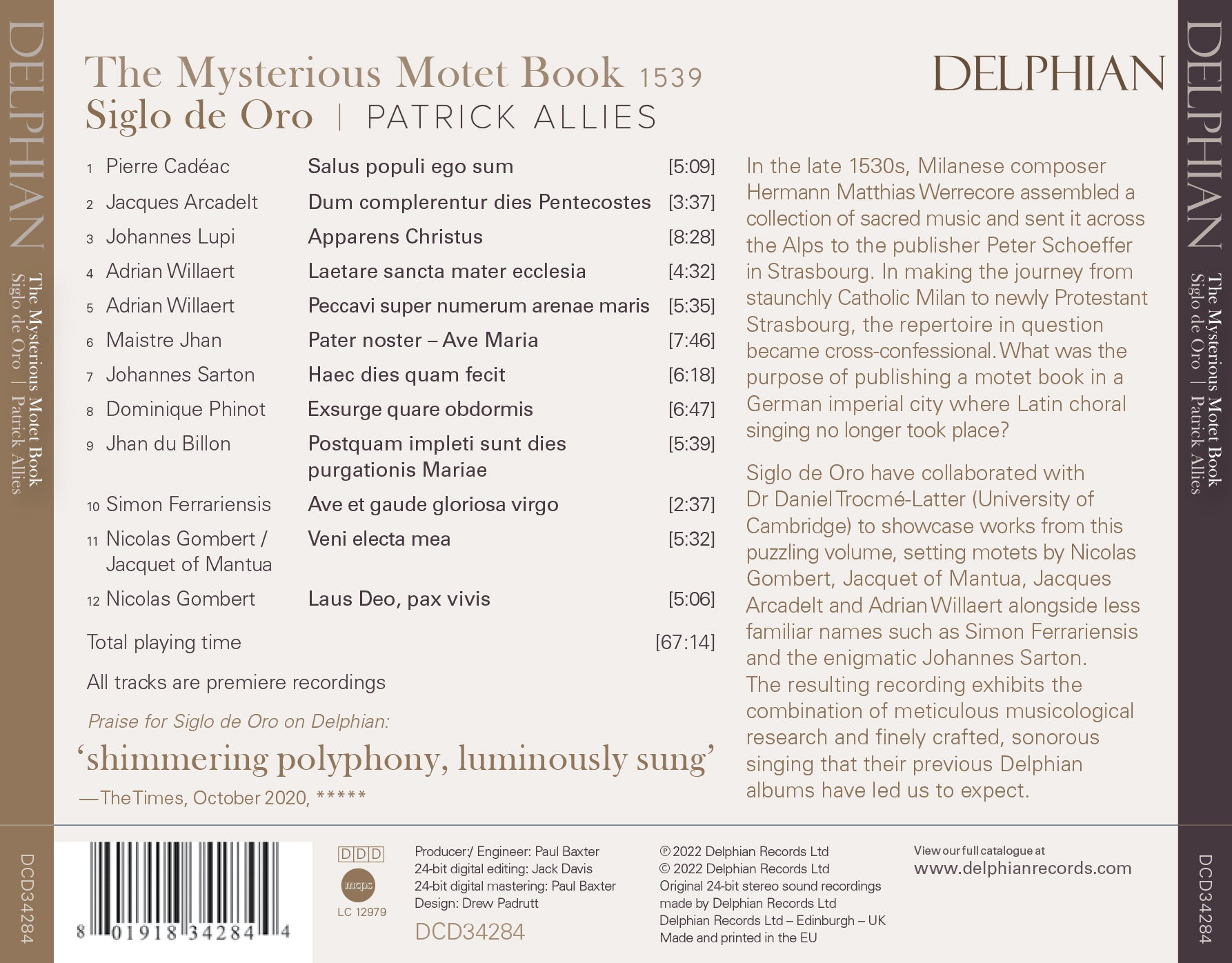 The Mysterious Motet Book of 1539 - Delphian Records