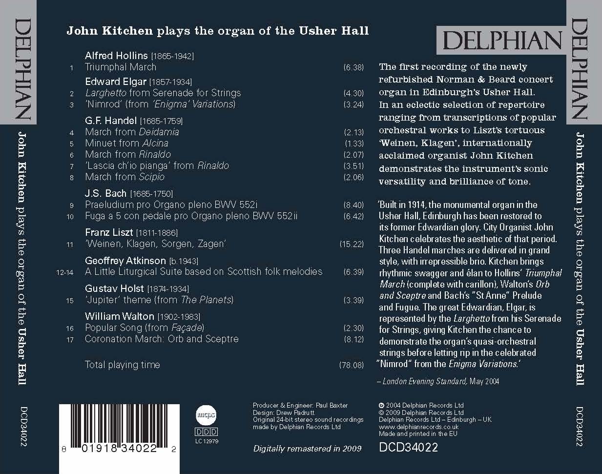 The Usher Hall Organ CD Delphian Records