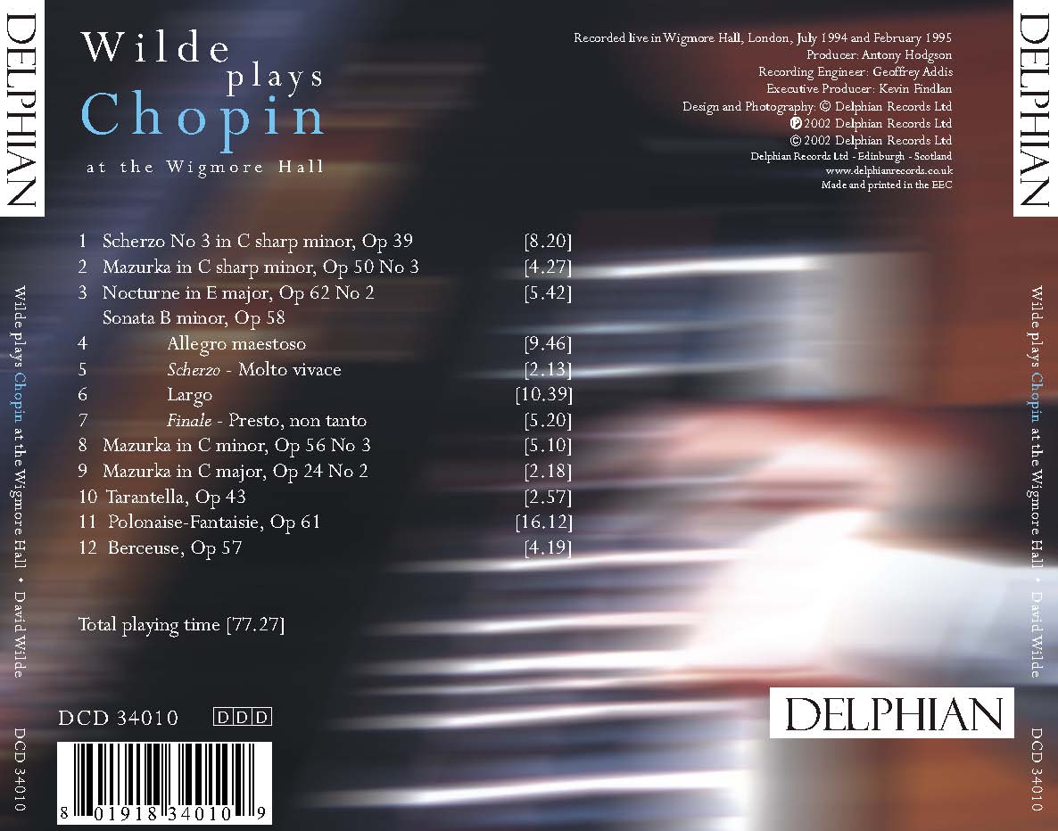 Wilde plays Chopin at the Wigmore Hall CD Delphian Records