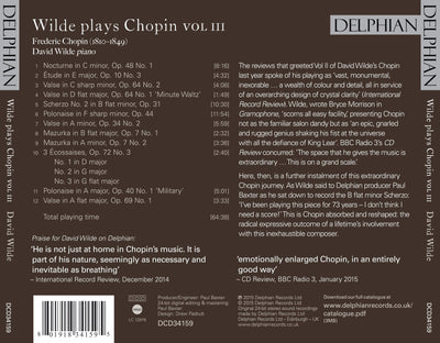 Wilde plays Chopin Vol III CD Delphian Records
